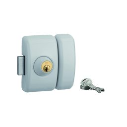 Broască aplicată UNIVERSEL cu cilindru, pentru ușa de intrare, cilindru 45mm, oțel, 3 chei, epoxid alb - THIRARD