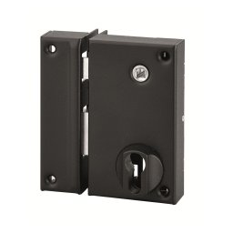 Broască aplicată verticala cu profil de cilindru și ax pentru mâner, pentru ușă, ax 45mm, stânga, 75x130mm, negru - THIRARD