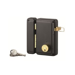 Broască aplicată verticala cu profil de cilindru și maner de tragere, pentru ușa de la intrare, stânga, 76x130mm