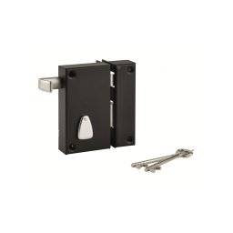 Broască aplicată verticala, cu 6 caneluri si maner tragator, pentru ușă de intrare, dreapta, ax 45mm, pătrat 7mm, 75x130mm