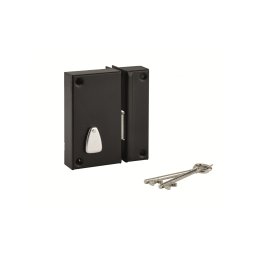 Broască aplicată verticala, cu profil de cheie, 6 caneluri, pentru ușă de beci, bolt simplu, dreapta, ax 45mm, 75x130mm