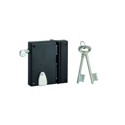 Broasca aplicata verticalacu cheie,pentru usa de intrare, 4 caneluri si maner de tragere, dreaptă, ax 40mm, pătrat 7mm, 70x110mm