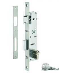 Broască ingropata + cilindru, pentru tâmplărie metalică, ax 22mm, capete pătrate, cilindru 30x30mm, inox, 3 chei - THIRARD