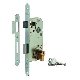 Broască ingropata + cilindru, pentru ușă de intrare, ax 40 mm, capete rotunde, cilindru 30x30 mm, zincat, 3 chei - THIRARD