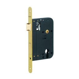 Broască îngropată cu profil de cilindru pentru ușă metalică, ax 70mm, capete rotunjite, alama periată - THIRARD
