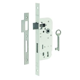 Broasca ingropata, cu profil de cheie, potrivita pentru usa interioara, ax 40mm, capete pătrate, 1 tură, alb, 1 cheie - THIRARD