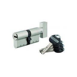 Cilindru cu buton Federal, 30Bx30mm, nichelat, anti- smulgere, anti- găurire, 4 chei - THIRARD
