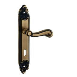 Manere cu sild Louis XV, profil pentru cheie, pentru usa interioara, pătrat 7mm, 195mm, alamă patinată - THIRARD
