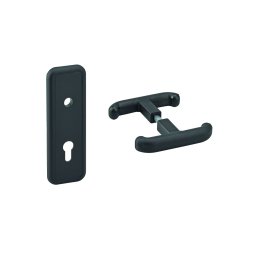 Manere pentru usa de garaj + placa de protectie , pătrat 8mm, negru - THIRARD