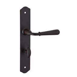 Manere usi baie/toaletă Charon cu buton de blocare, pătrat 7mm, distanță între axe 195mm, oțel ruginit - THIRARD