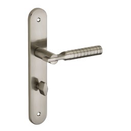 Manere usi baie/toaletă Diane cu buton de blocare, pătrat 7mm, distanță între axe 195mm, nichelat periat - THIRARD