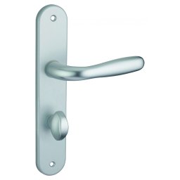 Manere usi baie/toaletă Pelope cu buton de blocare, pătrat 7mm, distanță între axe 195mm, argintiu - THIRARD