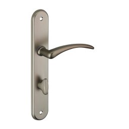 Manere usi baie/toaletă Selene cu buton de blocare, pătrat 7mm, distanță între axe 195mm, nichelat satinat - THIRARD