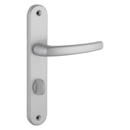 Manere usi baie/toaletă Sultane cu buton de blocare, pătrat 7mm, distanță între axe 195mm, argintiu - THIRARD