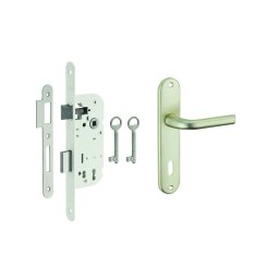 Set broască ingropata cu profil de cheie + set mânere Leto, ax 40mm, capete rotunde, alb, 2 chei - THIRARD