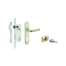Set broască ingropata cu profil de cilindru, cilindru + mâner Leto, ax 40mm, capete pătrate, 3 chei - THIRARD