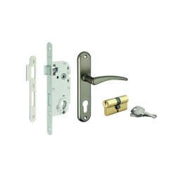 Set broască ingropata cu profil de cilindru, cilindru + mâner Vesta, ax ax 40mm, capete rotunde, alb, 3 chei - THIRARD