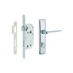 Set broască ingropata potrivita pentru usa baie wc/toaleta + set mânere Ares, ax 40mm, capete rotunde, alb - THIRARD