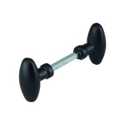 Set de manere ovale pentru ușa de intrare, pătrat 7x90mm, 1 treaptă, negru - THIRARD