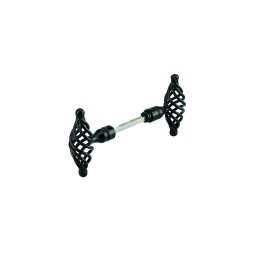 Set de manere răsucițe în formă de T pentru ușa de la intrare, fier, pătrat 6mm, 1 set, negru - THIRARD