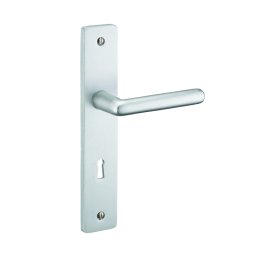 Set mânere pentru ușa camera Crecy cu orificiu pentru cheie, pătrat 7mm, distanță între axe 195mm, anodizat argintiu - THIRARD