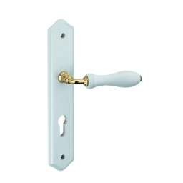 Set mânere pentru ușa de intrare Themis, orificiu pentru cilindru, pătrat 7mm, distanță între axe 195mm, lemn alb - THIRARD