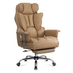 Scaun directorial bej din piele ecologica rezistent pana la 150 de kg OFF 413