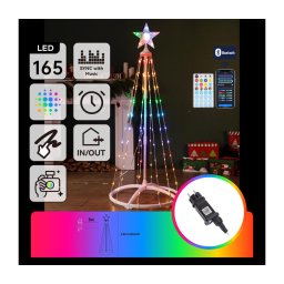 Aigostar - Decorațiune de Crăciun LED RGBICW pentru exterior, 165 LED, 230 V, 1,8 m, IP44, cu telecomandă