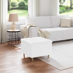 Ottomana de depozitare Alb 60 x 60 x 45 cm Piele artificiala GartenMobel Dekor