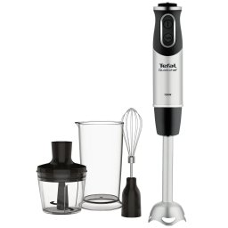 Mixer vertical Tefal Quickchef HB656838, 1000W, protectie antistropire, 20 de viteze, picior inox, tocator 0.5 L, tel, pahar gradat 0.8 L, Negru/Inox