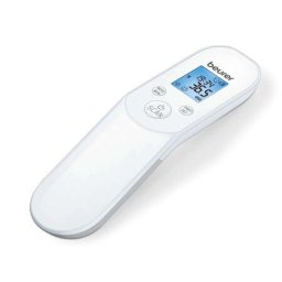 Termometru digital fara contact, Beurer, Pentru frunte, Oprire automata, Memorie 60 citiri, Cu alarma, Alb
