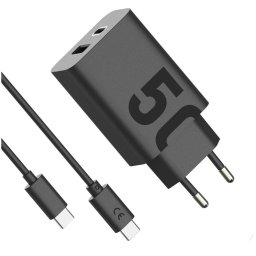 Incarcator retea Motorola TurboPower 50W Duo, USB-C + USB-A w/ USB-C cable, Negru
