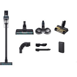 Aspirator vertical Samsung Jet 85 Premium VS20C852FTB/GE, 0.8L, 25.2V, 580W, Digital Inverter, Perie Slim LED pentru parchet, Perie Mop, Perie Pet, 60 min autonomie, Negru-Albastru