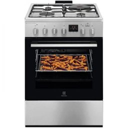 Aragaz Electrolux LKM660222X, Mixt, 3 arzatoare gaz + 1 arzator electric, Cuptor electric, SteamBake, AirFry, Timer, Grill electric, Clasa A, 60 cm, Inox antiamprenta