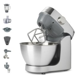 Robot de bucatarie KENWOOD Prospero+ KHC29A.R0SI, 1000 W, cantar integrat, vas 4.3l, blender sticla 1.2l, masina de tocat, procesor alimente 1.4l, storcator, presa citrice, 3 accesorii patiserie, 6 trepte viteza, argintiu