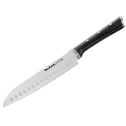 Cutit Santoku Tefal Ice Force, lama 18 cm, inox, maner plastic, compatibilitate cu masina de spalat vase, negru & argintiu