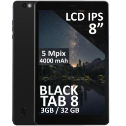 Tableta Blow, BlackTAB8, Procesor Quad-Core T310, Ecran IPS 8", 3GB RAM, 32GB Flash, Wi-Fi, Bluetooth, 4G, Android 14, Negru