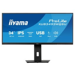 Monitor IPS LED Iiyama ProLite XUB3493WQSU-B6, 34 inch, UWQHD (3440 x 1440), HDMI, DisplayPort, Boxe, 120 Hz, 1 ms, Negru