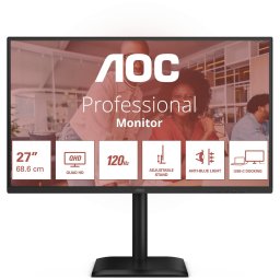 Monitor LED AOC Q27E4CV, 27", 68.6 cm, IPS, QHD, 120Hz, 4 ms, Negru