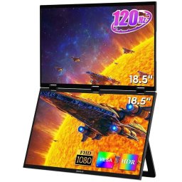 Monitor pliabil cu ecran dublu Zeuslap Z18W, 2x 18.5", IPS, Full HD, 120 Hz, 3 ms, Negru