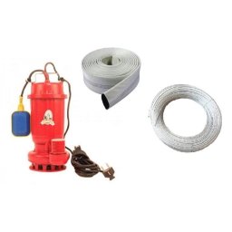 Pompa Apa Murdara Micul Fermier WQD10-10-1.1 Cu Plutitor + Furtun De Pompier 2" 20m + 25 m Sufa Otel