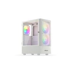 Carcasa Krux Vako RGB, MiddleTower, ATX, cu 3 ventilatoare incluse RGB, Alb
