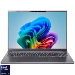 Laptop Acer Aspire 16 AI OLED, Procesor Intel® Core™ Ultra 7 256V, Display 16" WUXGA+ OLED, RAM 16GB LPDDR5X, 512GB SSD, Placa video Intel® Arc™ Graphics 140V, No OS, Steel Gray