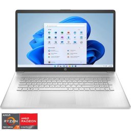 Laptop HP 17-cp3000nq, procesor AMD Ryzen™ 7 7730U pana la 4.50 GHz, 17.3 inch, Full HD, IPS, 16GB DDR4, 1TB SSD, AMD Radeon™ Graphics, Windows 11 Home, Argintiu