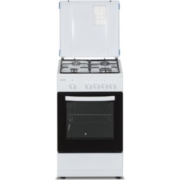 Aragaz Heinner HFSC-SME50WH, Gaz, 4 arzatoare, Dispozitiv siguranta plita si cuptor, 50 cm, Alb