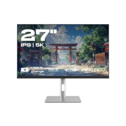 Monitor IPS LED JAPANNEXT 27" JN-IPS275K-HSPC9, 5K (5120 x 2880), HDMI, DisplayPort, Boxe, Pivot, Negru/Argintiu