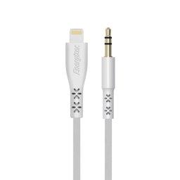 Cablul audio Energizer HardCase, jack 3.5 mm, tip Lightning, 1.5 m, alb