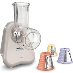 Razatoare electrica Tefal Fresh Express DN853BE0, 150W, 3 in 1, 3 conuri detasabile pentru feliare, maruntire si taiere cuburi, compatibil masina de spalat vase, design compact, gri