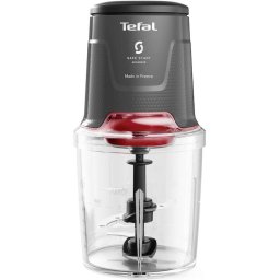 Tocator electric de legume Tefal Easy Press MQ740HF0, 500W, recipient 0.5L, 4 lame Powelix, 3 functii tocare, maruntire si mixare, tehnologie Safe Start Advanced, gri/rosu