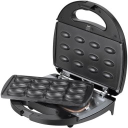 Aparat de preparat desert/nuci, Heinner Dessert Supreme HNM-750BKS, 750W, capacitate 12 bucati, placi detasabile, invelis neaderent, manere termoizolate, Negru